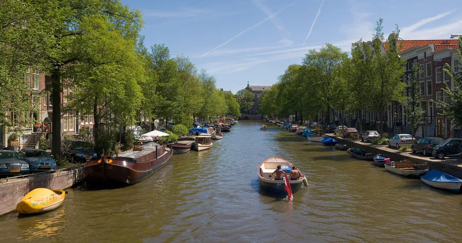 Amsterdam canal architecture in the Schengen area