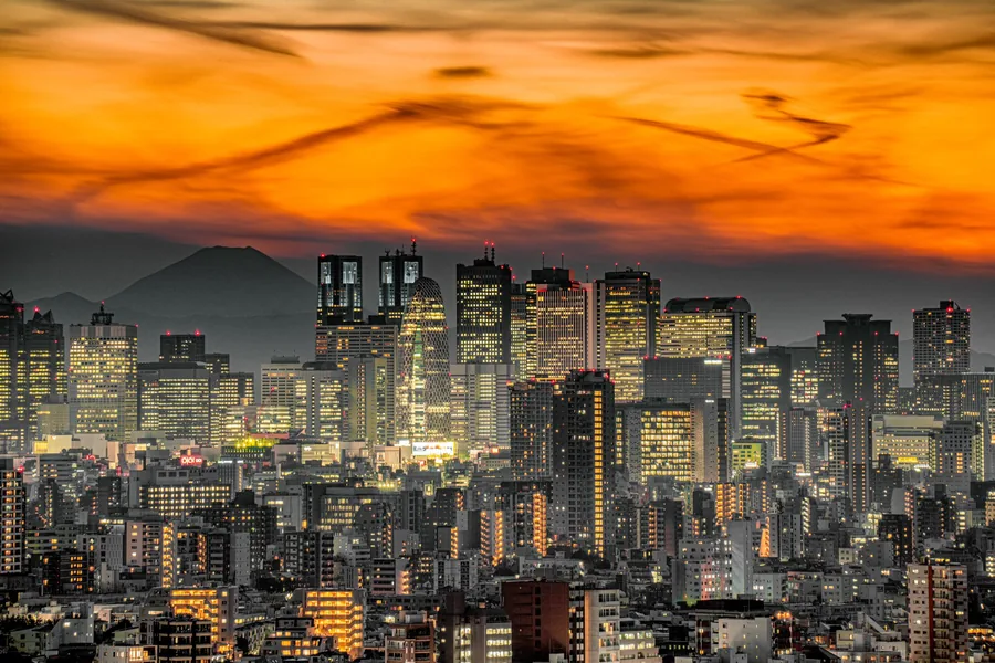 Tokyo skyline and city architecture
